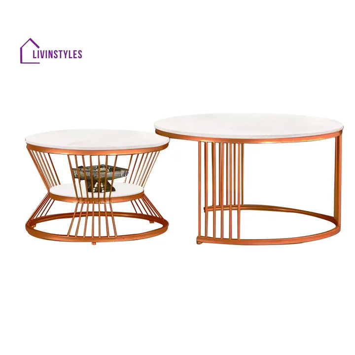 Classic Style Complementing Copper Coffee Table Set of 2 Table