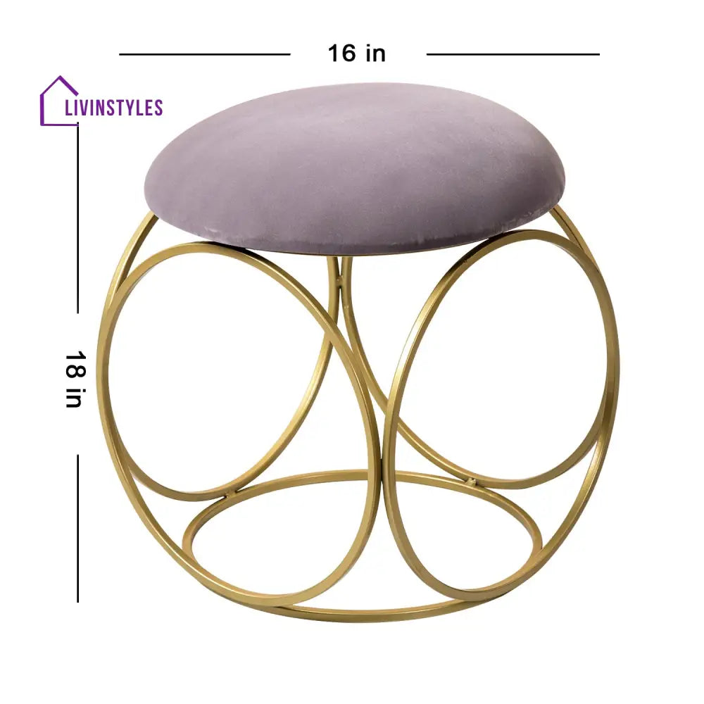 Classic Velvet Ring Metallic Stool In Grey Color Furniture