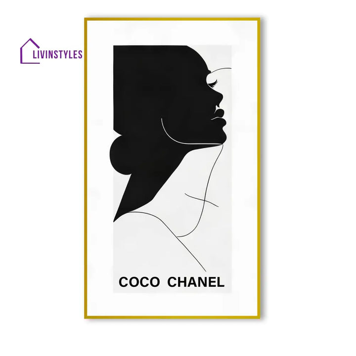 Coc Chanel: Timeless Monochrome Poster Canvas Wall Painting 24 X 36 Inch / Gold Floating Frame