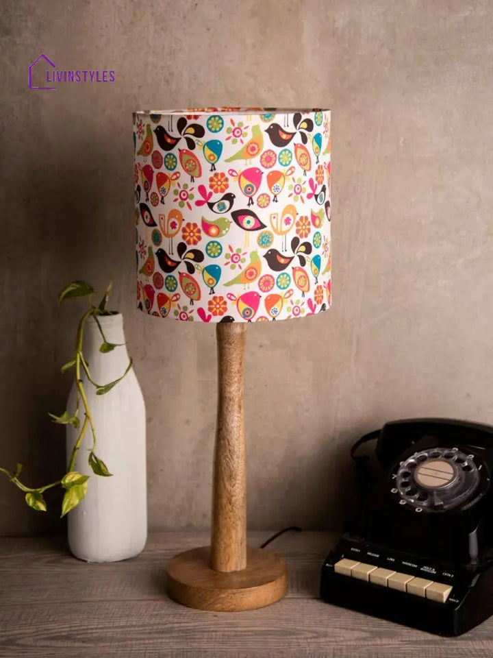 Colorful Birds Wooden Lamp