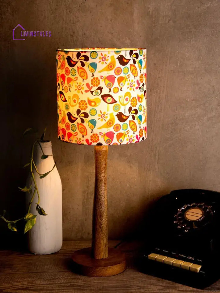 Colorful Birds Wooden Lamp