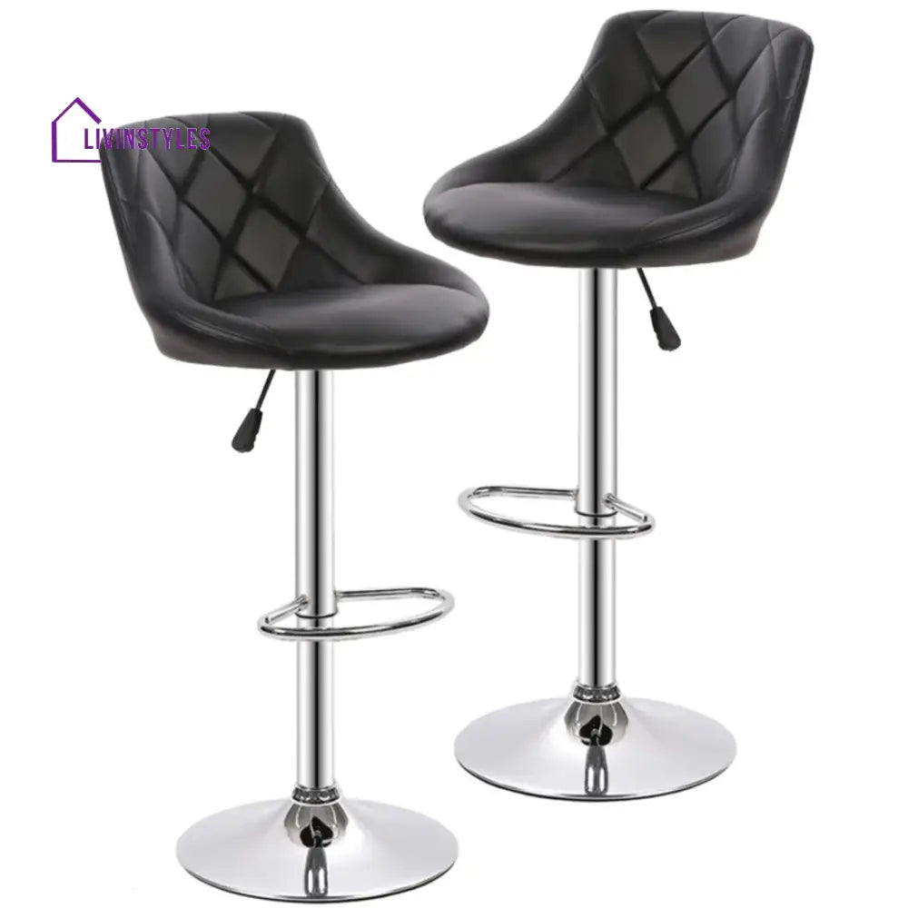 Comfy Back Rest Coral Black Leatherette Bar Stool / Long Chair Chairs