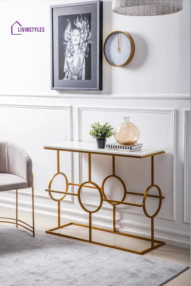 Contemporary Console Table in Geometric Pattern Design Table