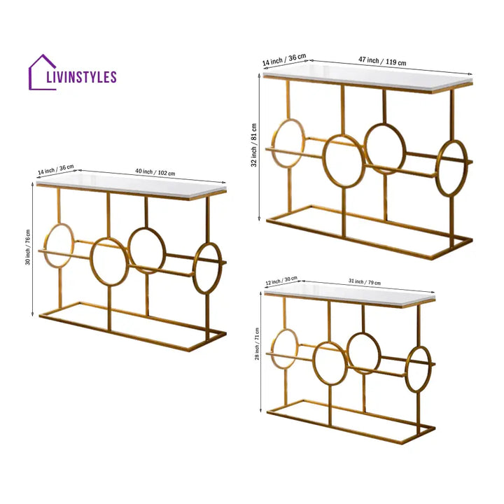 Contemporary Console Table in Geometric Pattern Design Medium (40 x 14 x 30) Inches Table