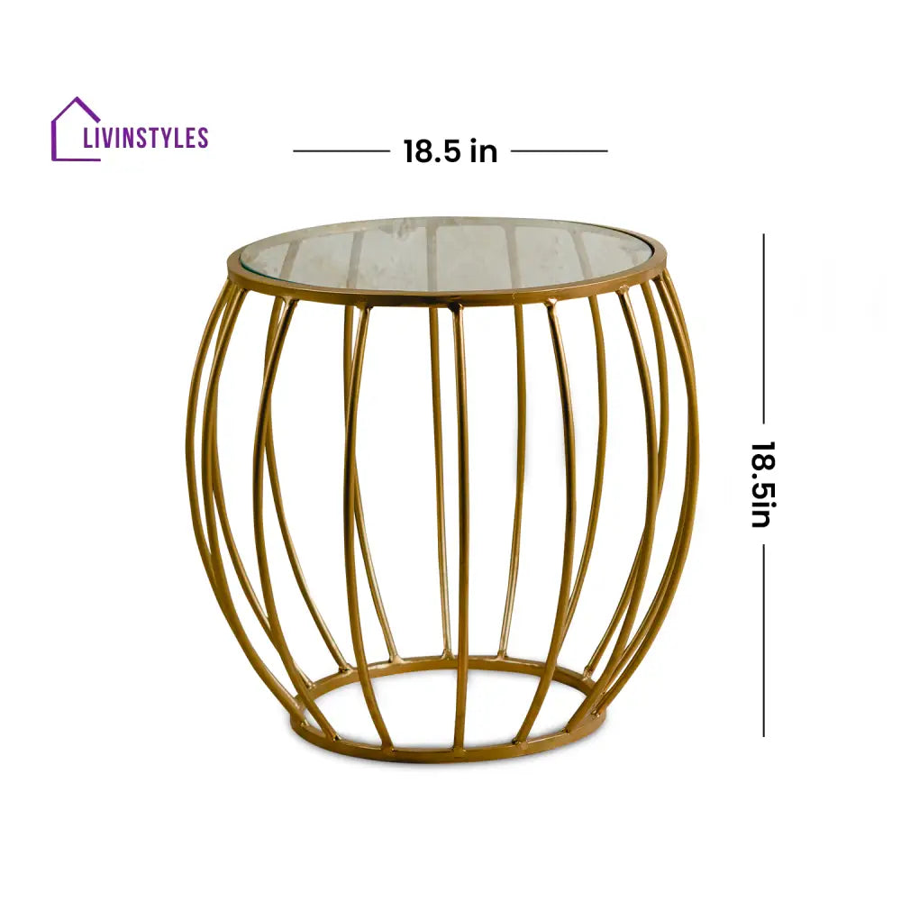 Contemporary Metallic Cage End Table In Gold Color Furniture