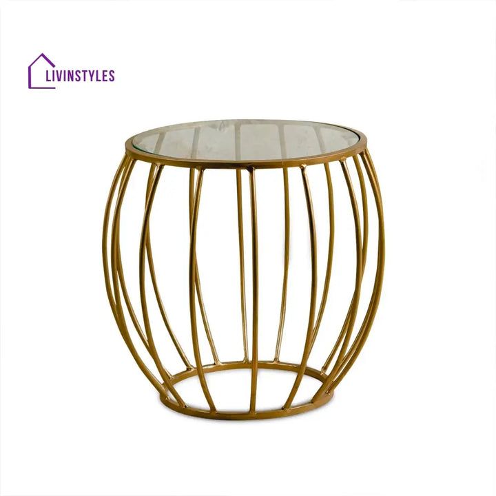 Contemporary Metallic Cage End Table In Gold Color Furniture