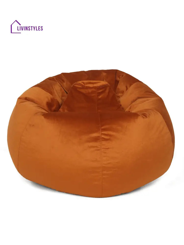 Copper-Coloured Velvet Bean Bag Cover