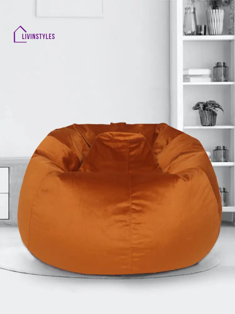 Copper-Coloured Velvet Bean Bag Cover