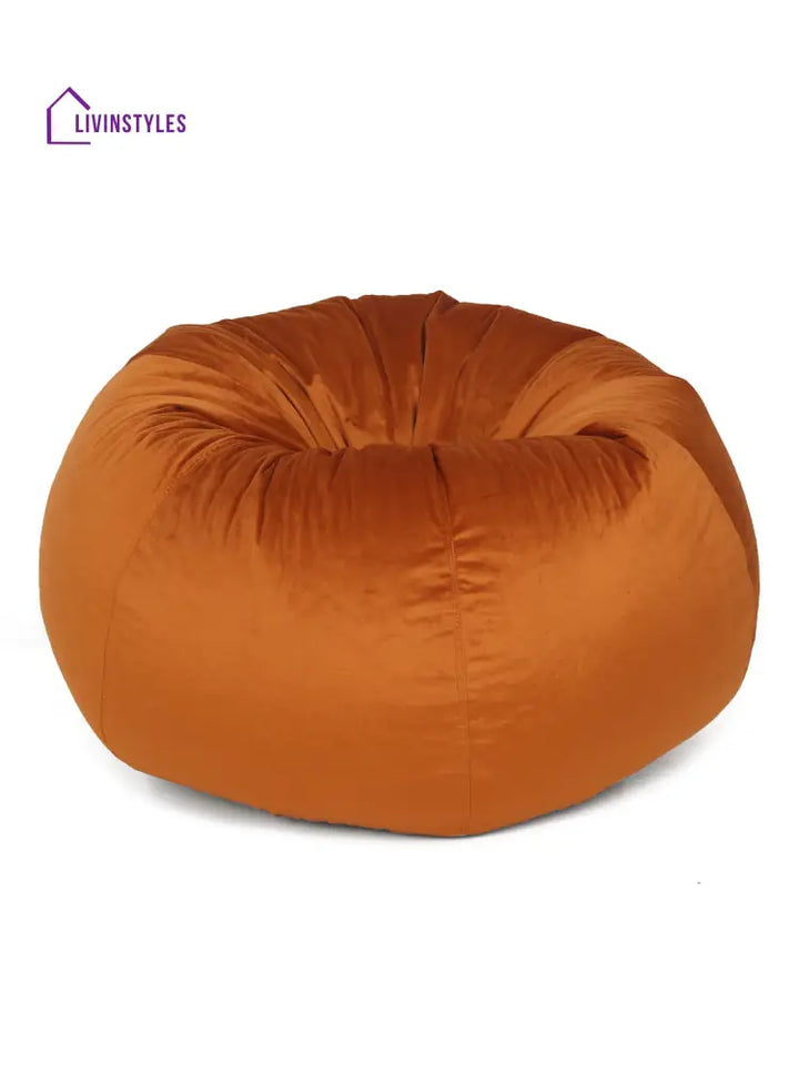 Copper-Coloured Velvet Bean Bag Cover