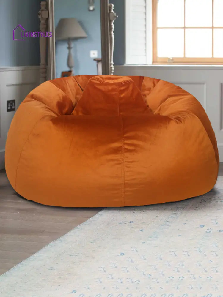 Copper-Coloured Velvet Bean Bag Cover