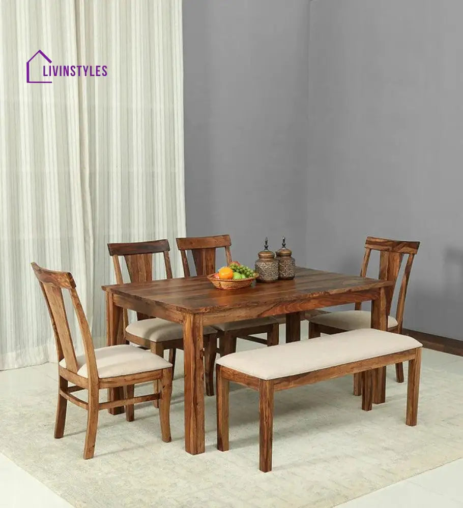 Cove Sheesham Wood 6 Seater Dining Set With Bench Dining Set