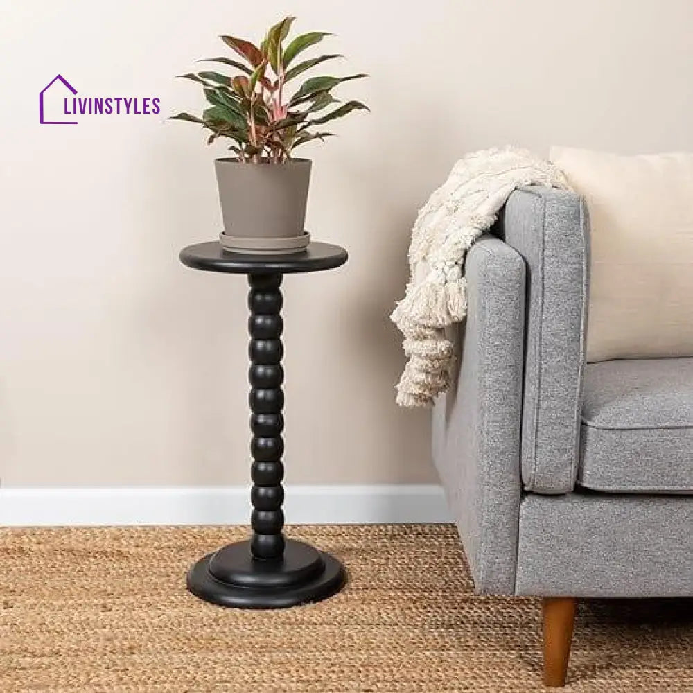 Creative Co-Op Stacked Pedestal Cocktail Side Table Plant Stand Black