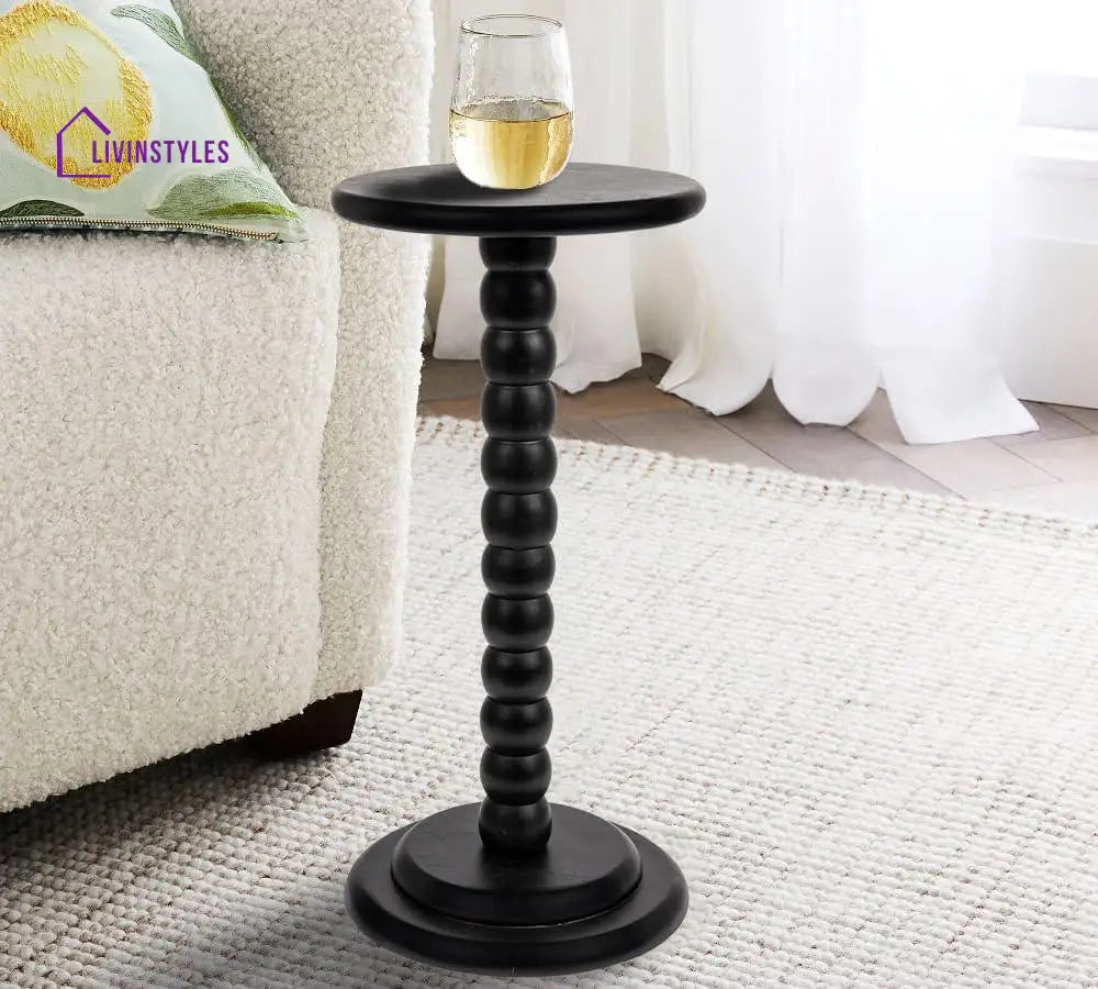 Creative Co-Op Stacked Pedestal Cocktail Side Table Plant Stand Black