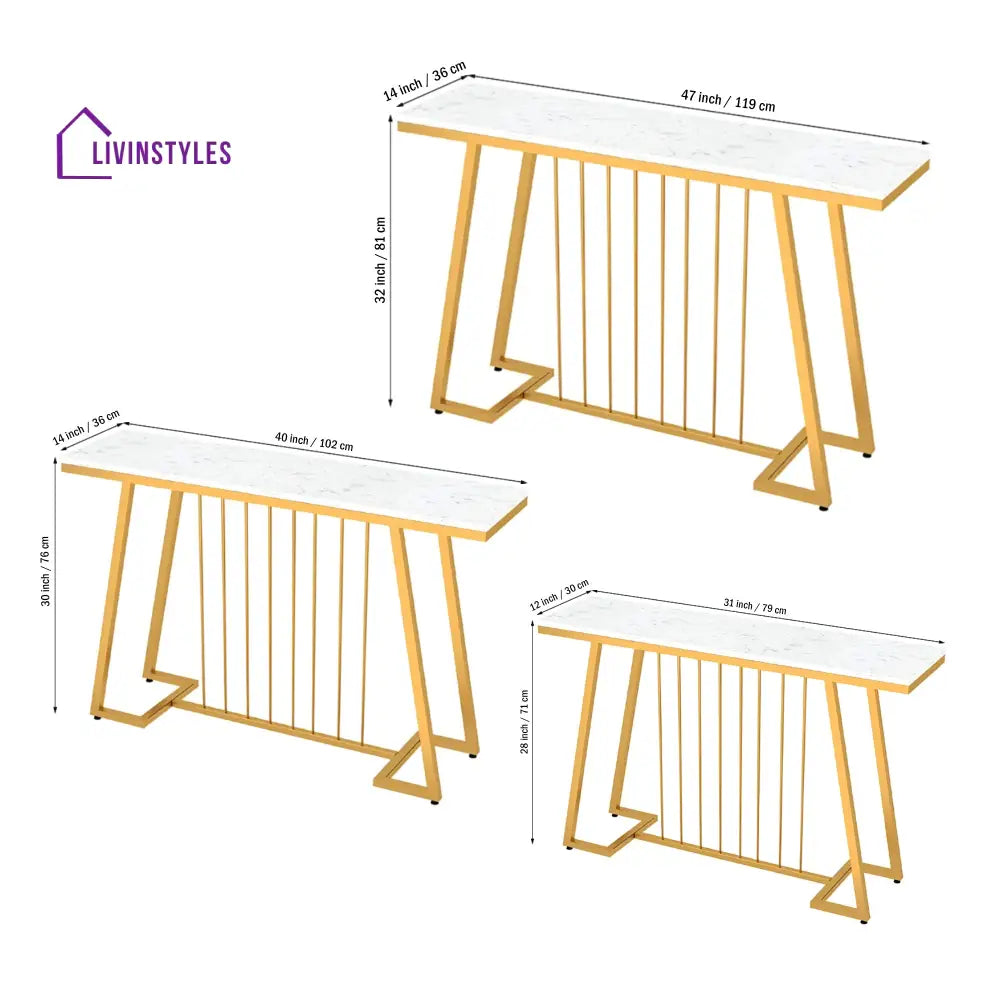 Creative White Marble Golden Top Console Table Table