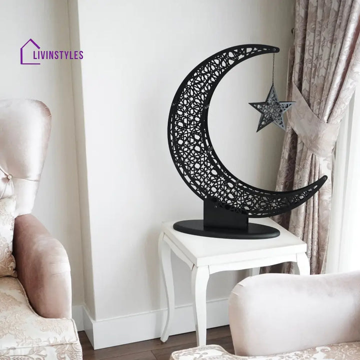 Crescent & Star Ramadan Decor - Metal Islamic Home Decoration Metal Wall Art