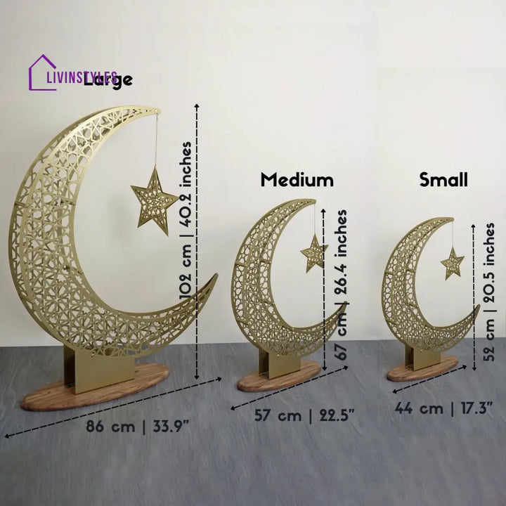 Crescent & Star Ramadan Decor - Metal Islamic Home Decoration Metal Wall Art