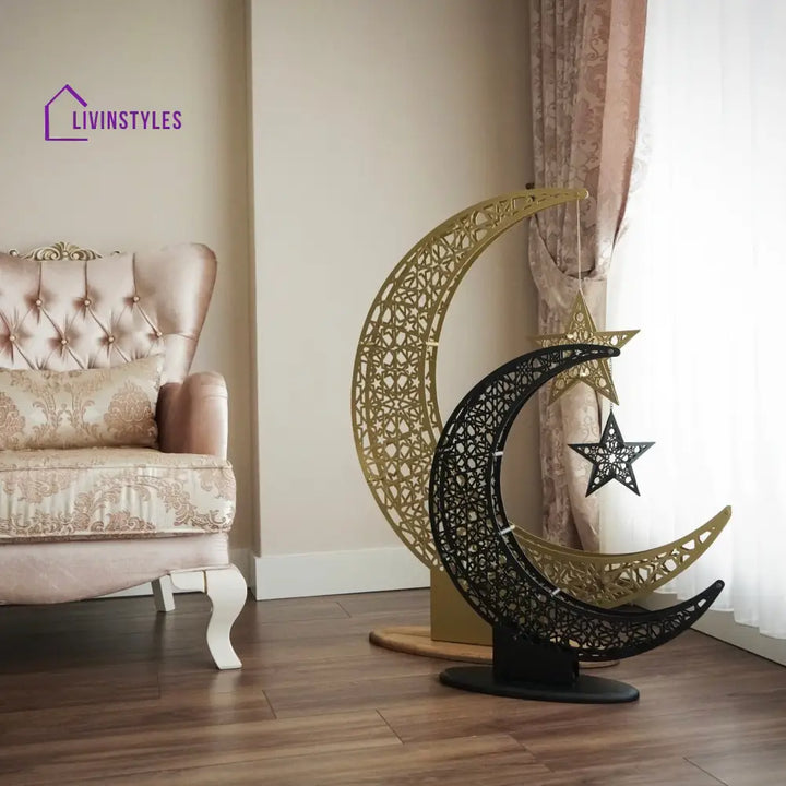 Crescent & Star Ramadan Decor - Metal Islamic Home Decoration Metal Wall Art