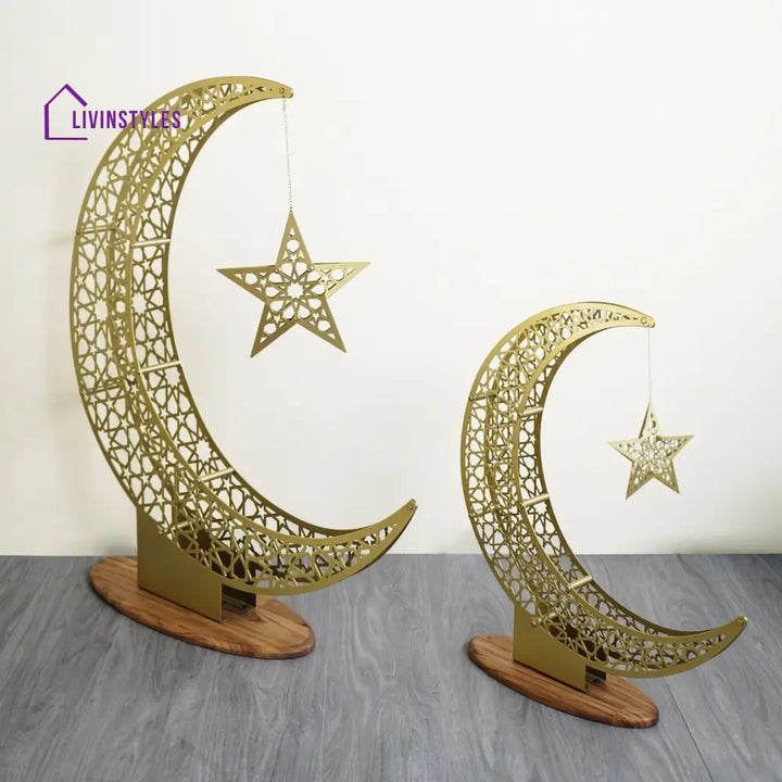 Crescent & Star Ramadan Decor - Metal Islamic Home Decoration Metal Wall Art