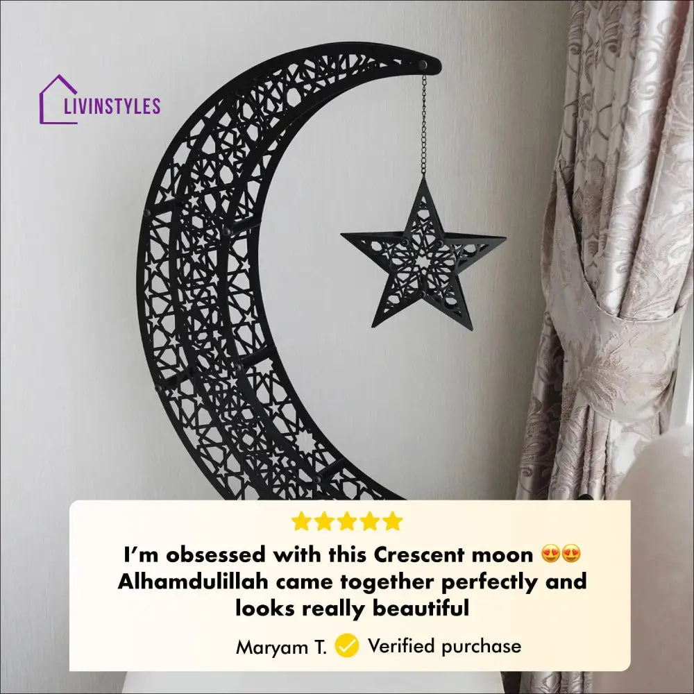 Crescent & Star Ramadan Decor - Metal Islamic Home Decoration Metal Wall Art