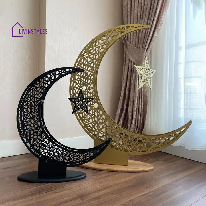 Crescent & Star Ramadan Decor - Metal Islamic Home Decoration Metal Wall Art