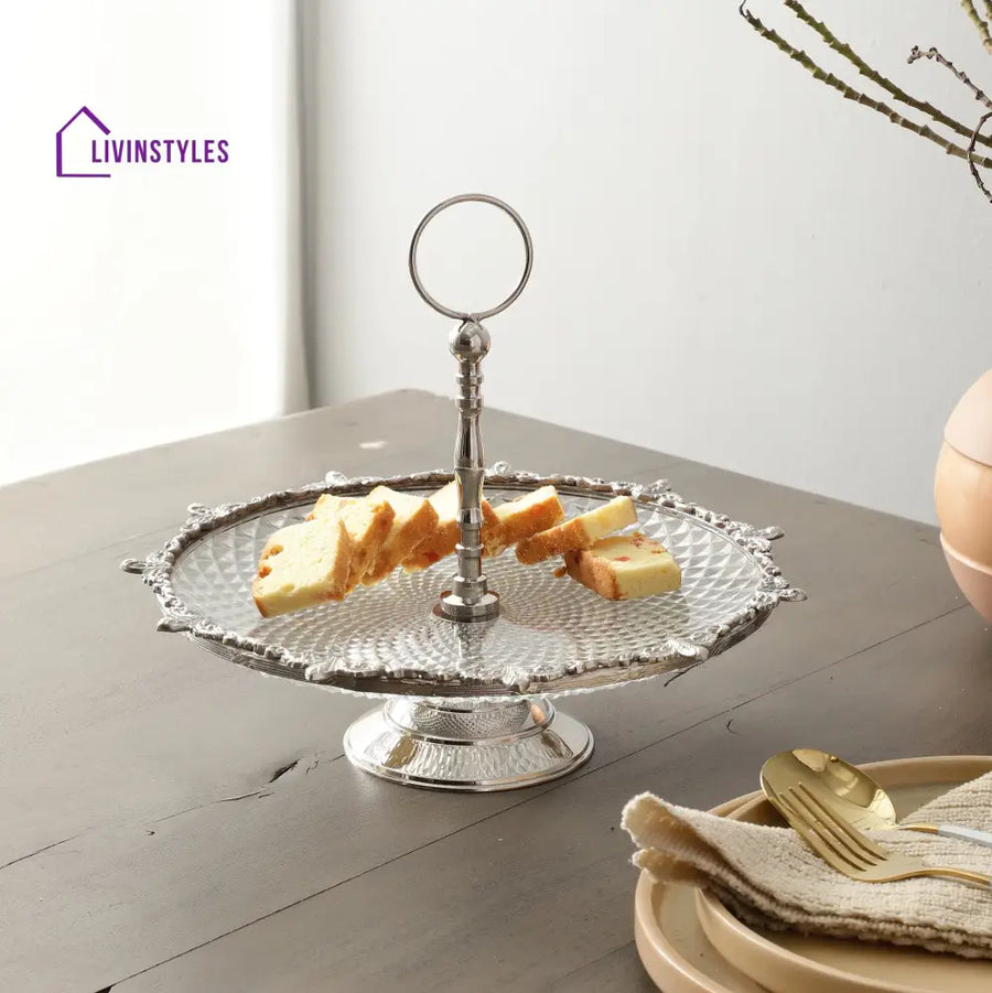 Crystal Spike Cake Stand In Silver Cake Stand