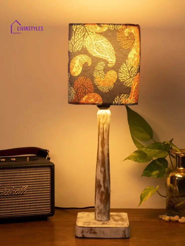 Curve Distress White Lamp With Colorful Ambee Shade