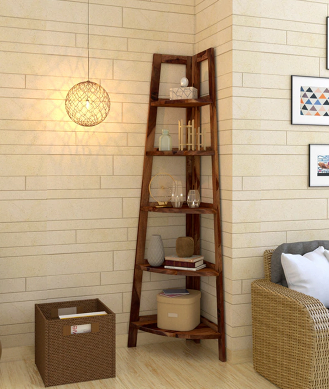 Angelina Folding Corner Bookshelf or Display Unit