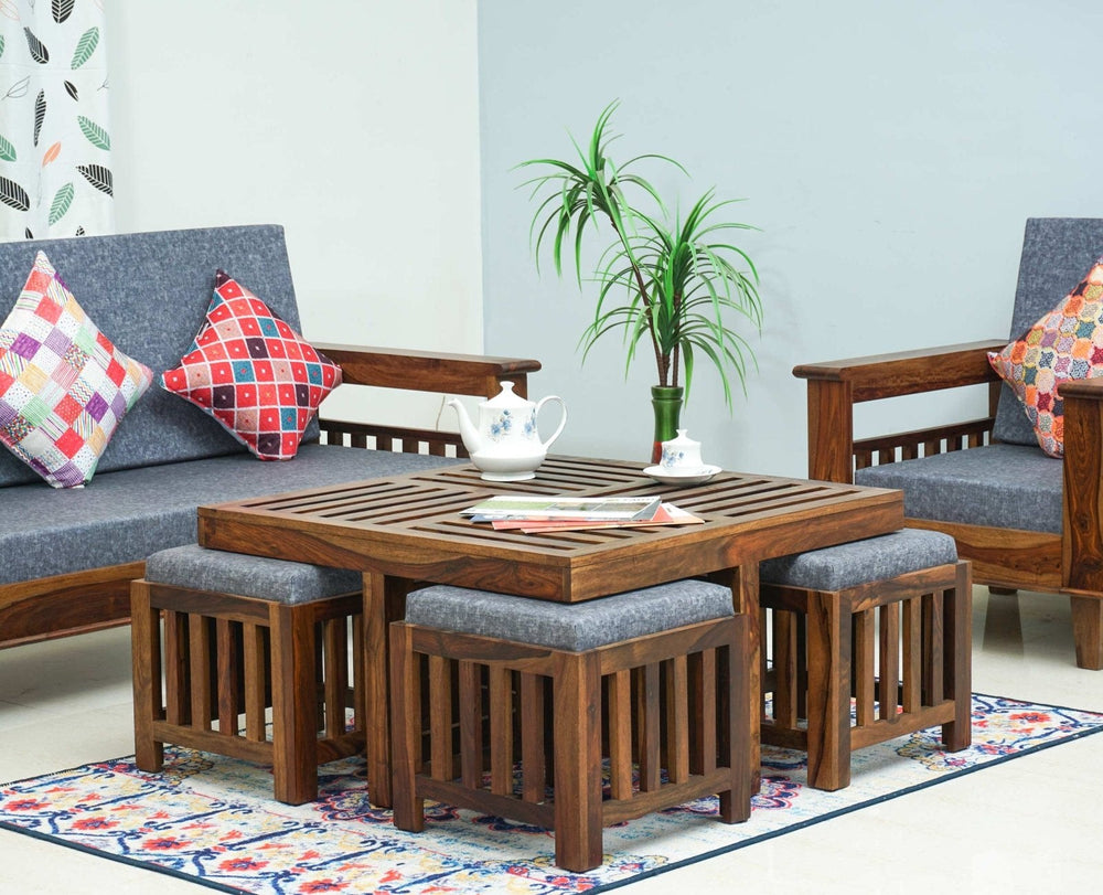 Cuttack Coffee Table with 4 Stools - Coffee Table - Furniselan