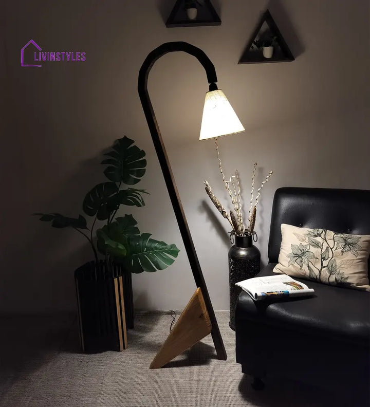 Cygnet Wooden Floor Lamp With Brown Base And Jute Fabric Lampshade Lamps