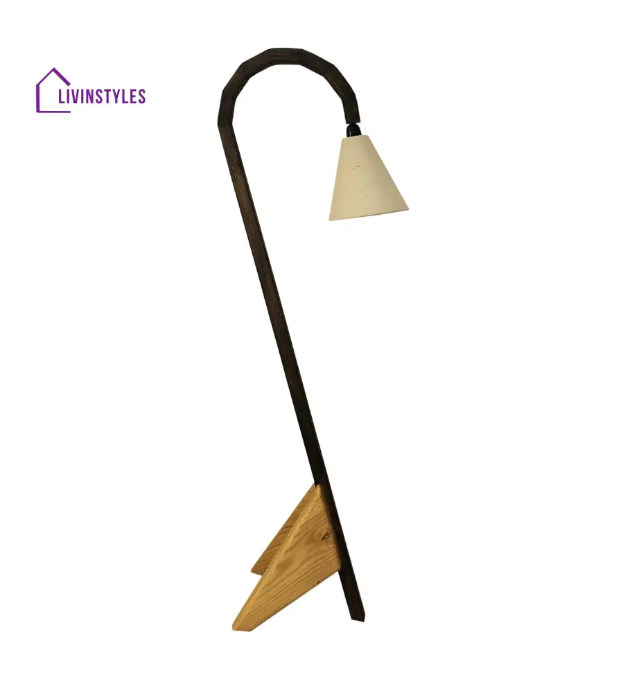 Cygnet Wooden Floor Lamp With Brown Base And Jute Fabric Lampshade Lamps