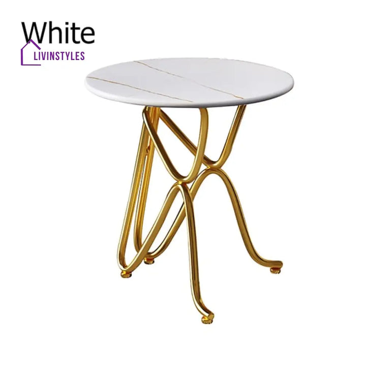 Dakota Modern Metal Side Table With Marble Tabletop End Tables