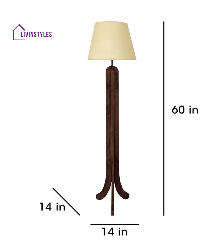 Damien Wooden Floor Lamp With Brown Base And Jute Fabric Lampshade Lamps