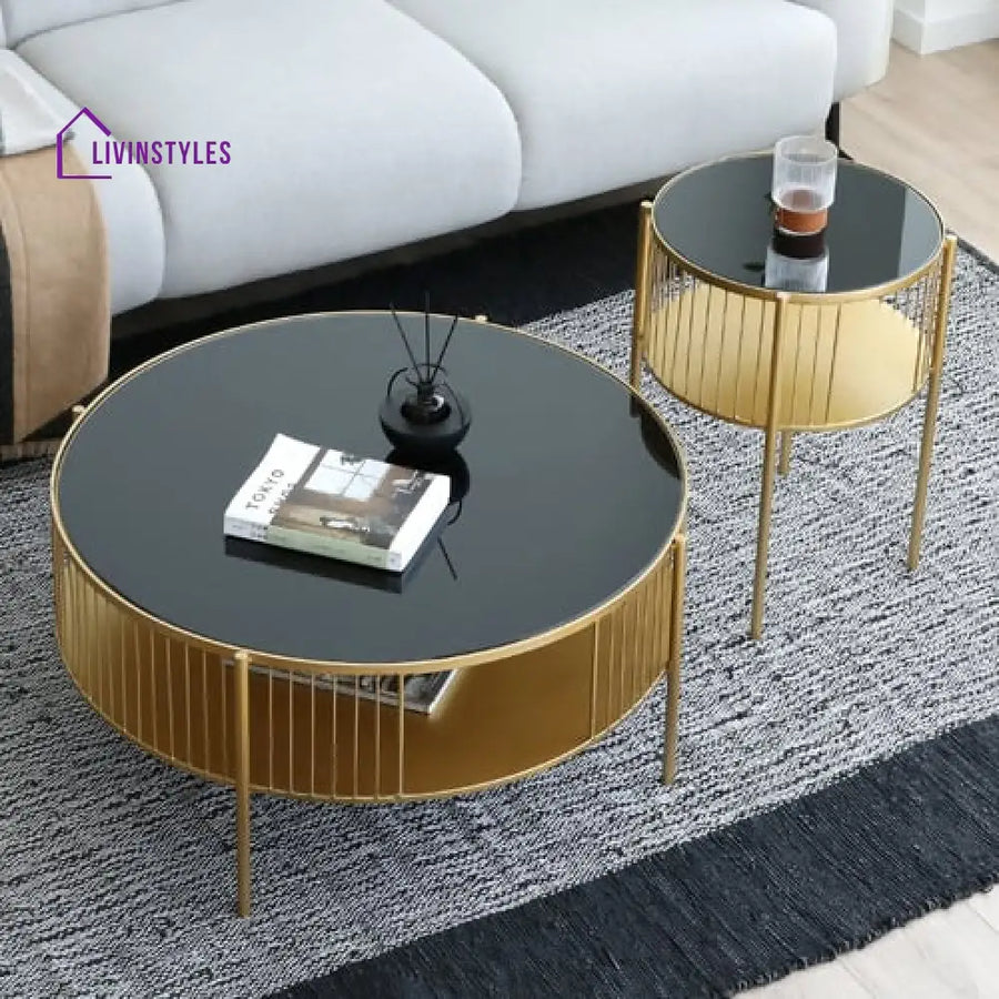 Damini Glass Top Metal Coffee Table