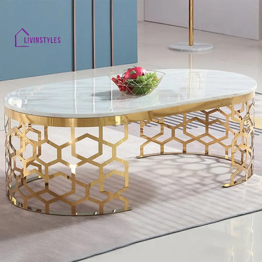 Daniel Stainless Steel With Pvd Coated And Marble Top Coffee Table