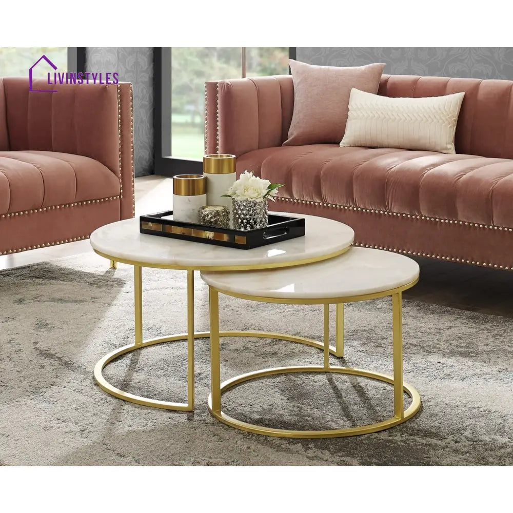 Coffee Table - Irene Round Top Nesting Coffee Table