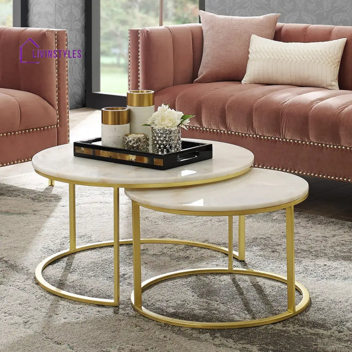 Coffee Table - Irene Round Top Nesting Coffee Table