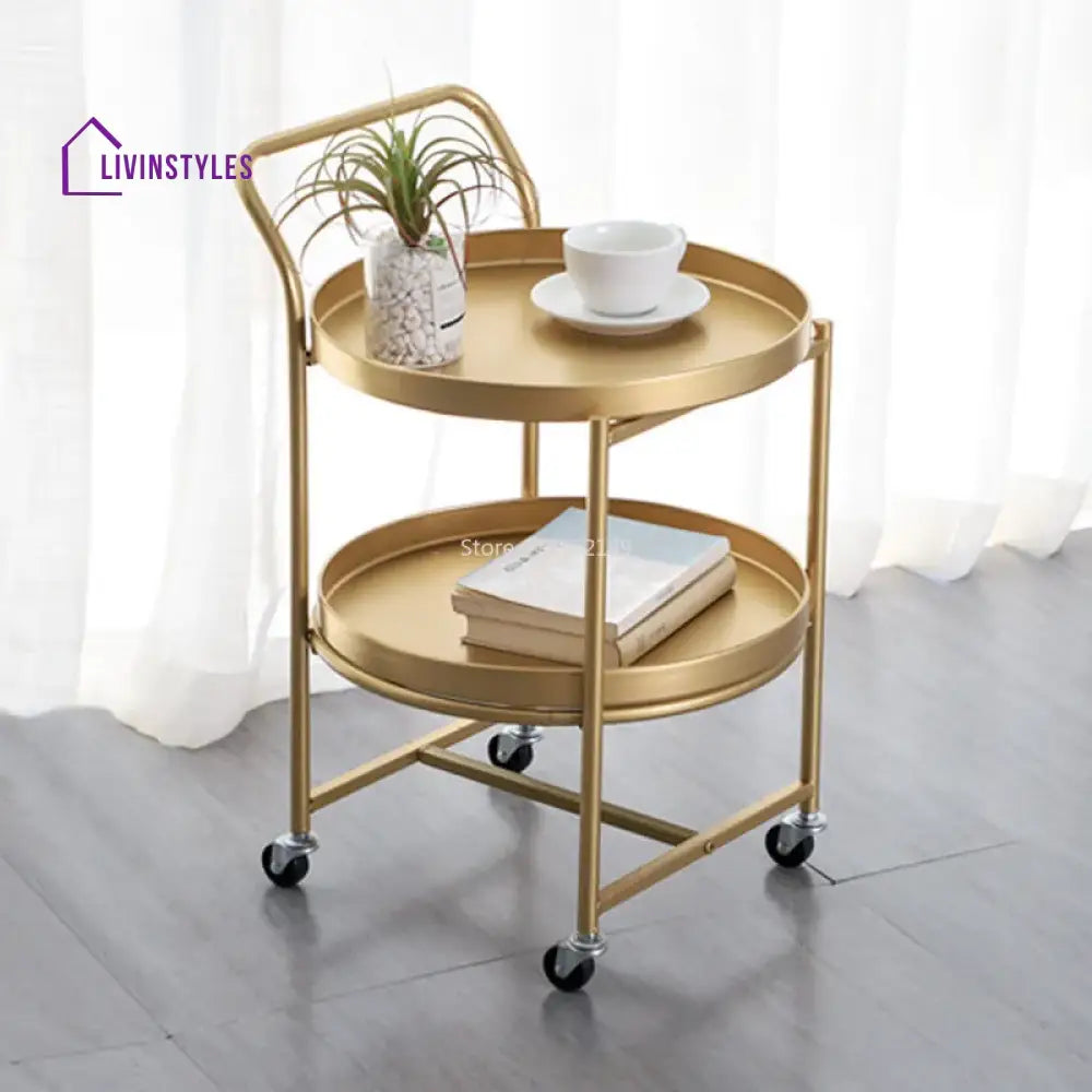 Danish Movable Small Coffee Table Trolley With Wheels