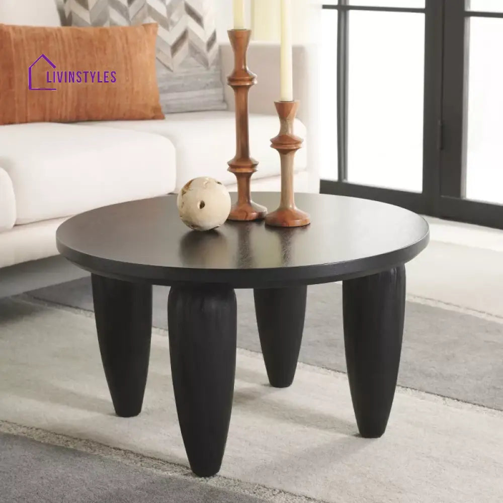 Dariyana Solid Wood Coffee Table for Living Room in Complete Black Colour