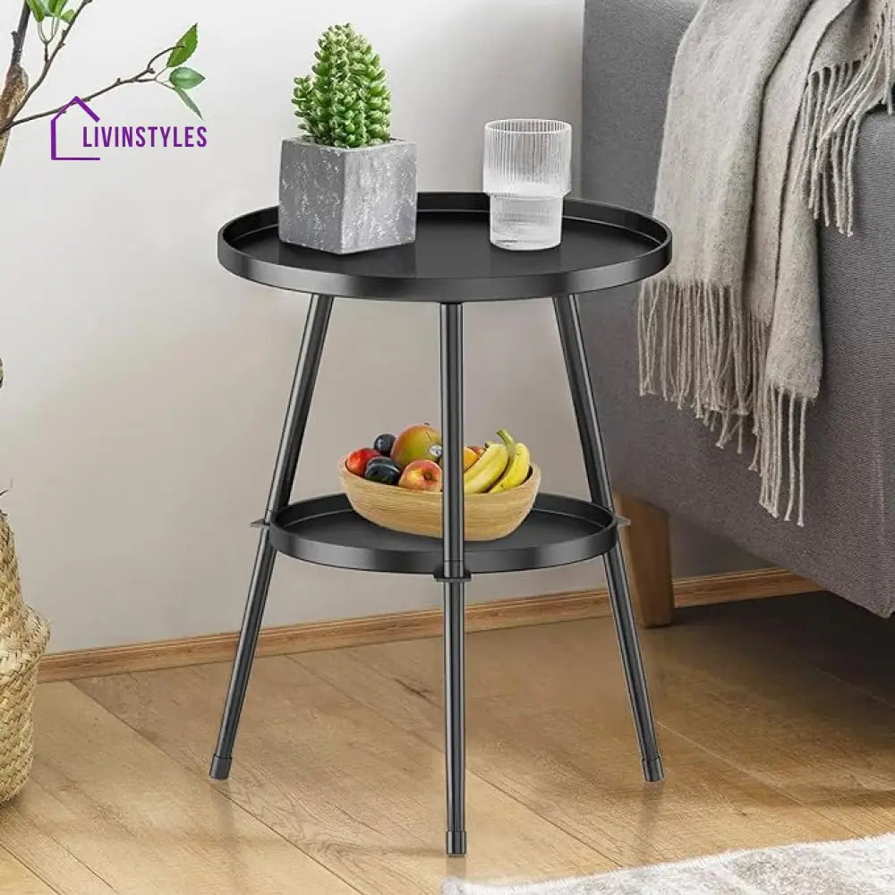 Darshan Metal Black Side Table For Living Room