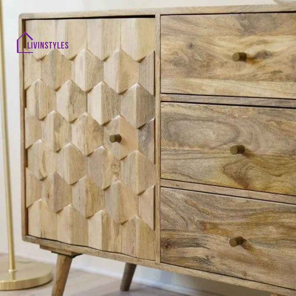 Darwin Mango Wood Sideboard In Natural Finish (Closed Cabinet)