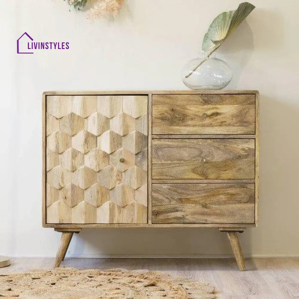 Darwin Mango Wood Sideboard In Natural Finish (Closed Cabinet)