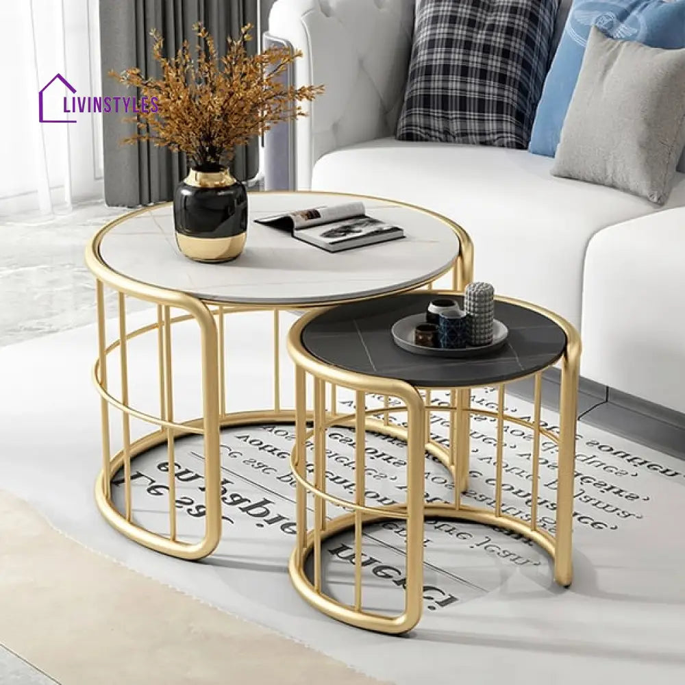 David Metal And Marble Top Coffee Table