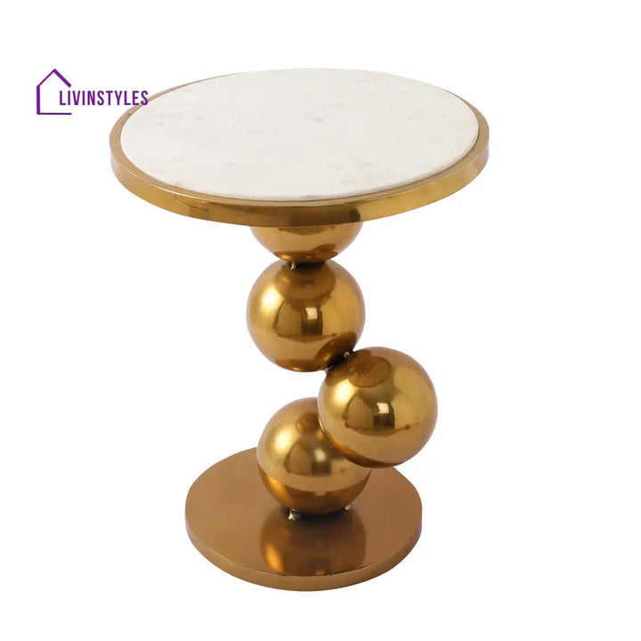 Decock Sphere Designed Stainless Steel Pvd Coated Side Table For Living Room In Gold Colour