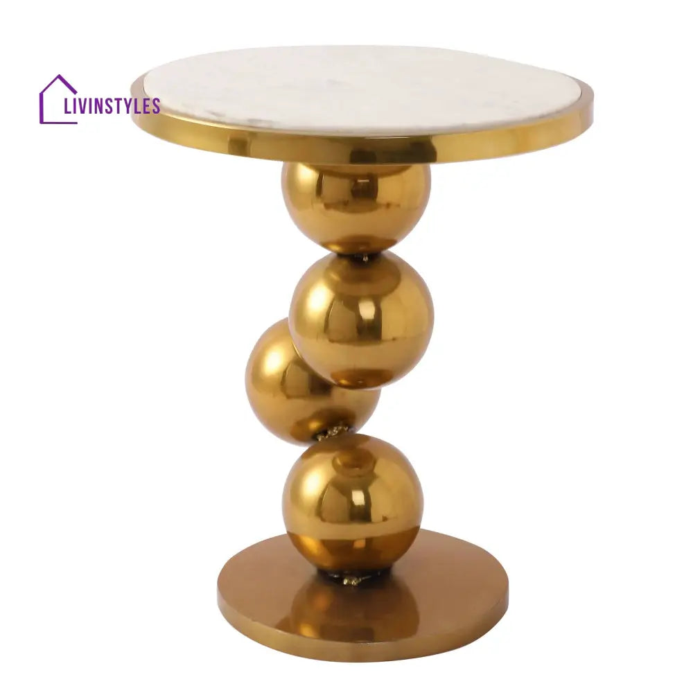 Decock Sphere Designed Stainless Steel Pvd Coated Side Table For Living Room In Gold Colour