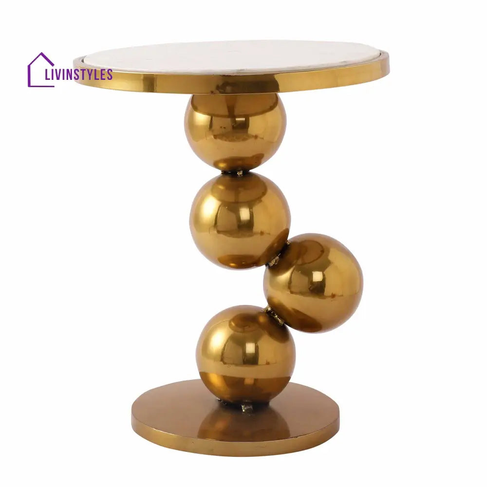 Decock Sphere Designed Stainless Steel Pvd Coated Side Table For Living Room In Gold Colour
