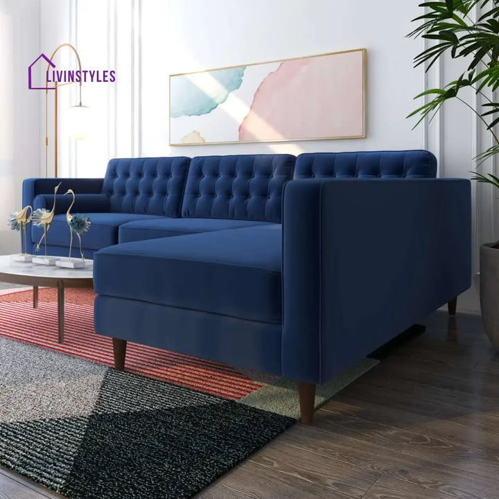 Deeksha Blue L Shaped Sofa For Living Room