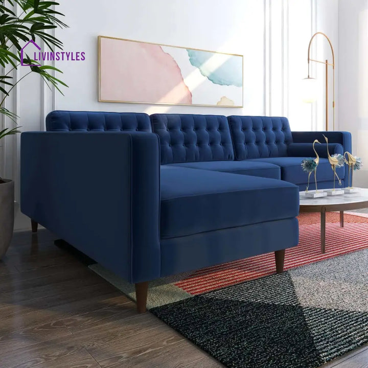 Deeksha Blue L Shaped Sofa For Living Room