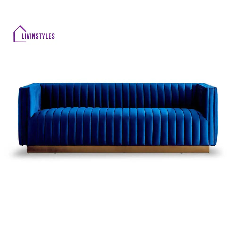 Deepika Blue Three Seater Sofa For Living Room