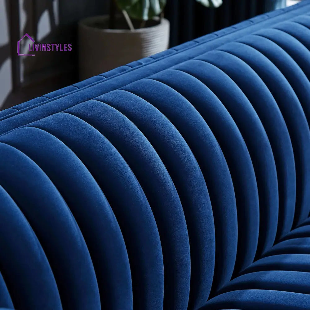 Deepika Blue Three Seater Sofa For Living Room