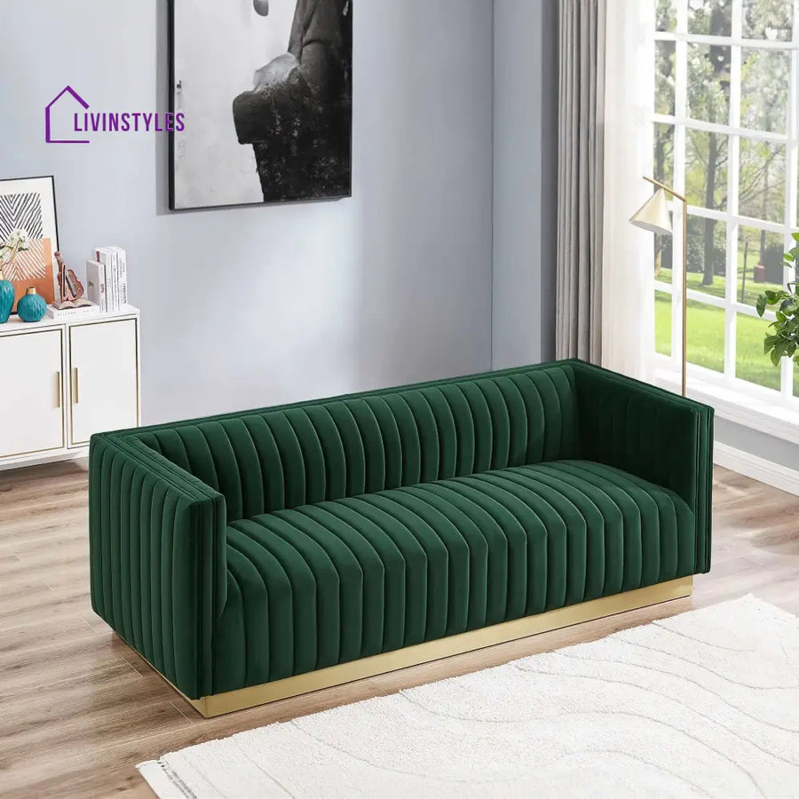 Deepika Green Three Seater Sofa For Living Room